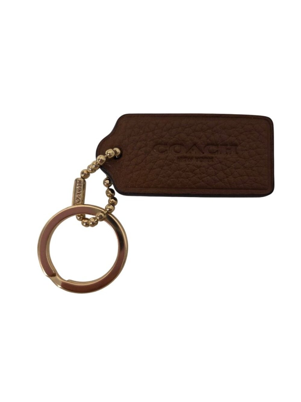 Coach Brown Pebbled Leather 2-1/4" Hang Tag Gold-Tone Hardware